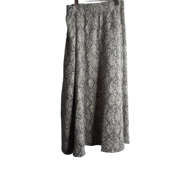 ZARA snake pattern A-line Midi Skirt Pull on elastic waist cream grey black Sz S - Picture 4 of 4